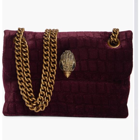 NWT Kurt Geiger Mini Kew Plum Velvet Crossbody Bag with Brass Chain msrp$199 - Picture 2 of 6